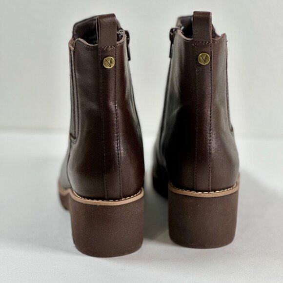 Vionic Aria Leather Lugged Wedge Booties - Size 6.5 Brown - Picture 3 of 11
